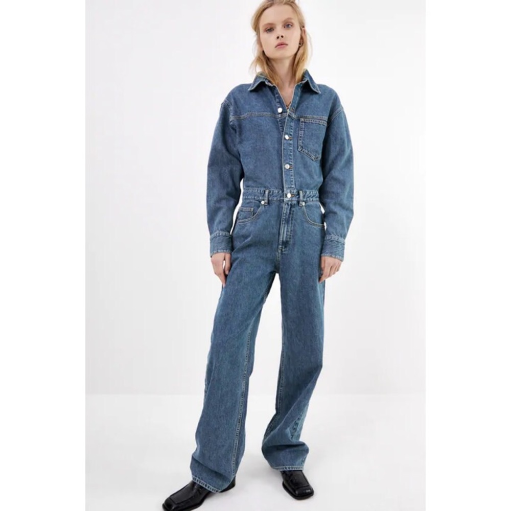 NWT Zara Long Denim Jumpsuit